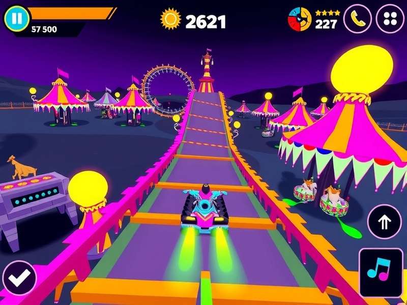 Holi Carnival Coaster gameplay screenshot showing colorful racing action